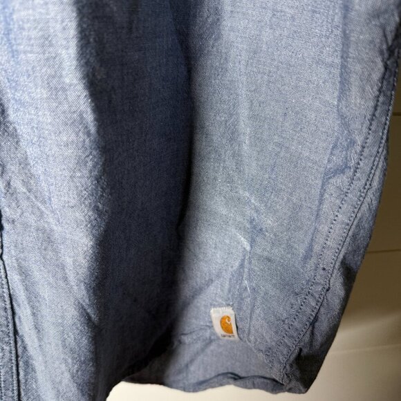 Carhartt Relaxed Fit Short Sleeve Button Down  Size Medium Chambray Blue - Picture 2 of 11